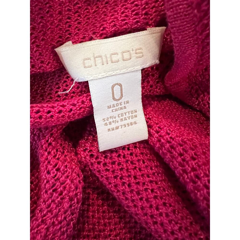 Chicos Long Open Knit Sweater Raspberry S - Picture 5 of 6